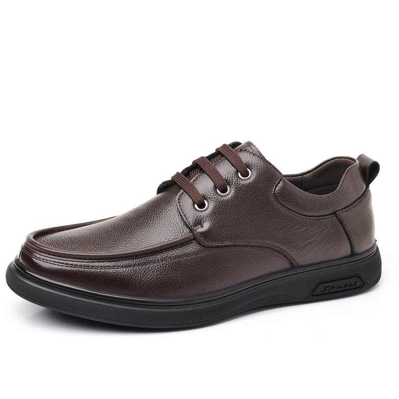 YINGLUNQISHI Top Grain Cow Leather Casual Shoes Men's Brown