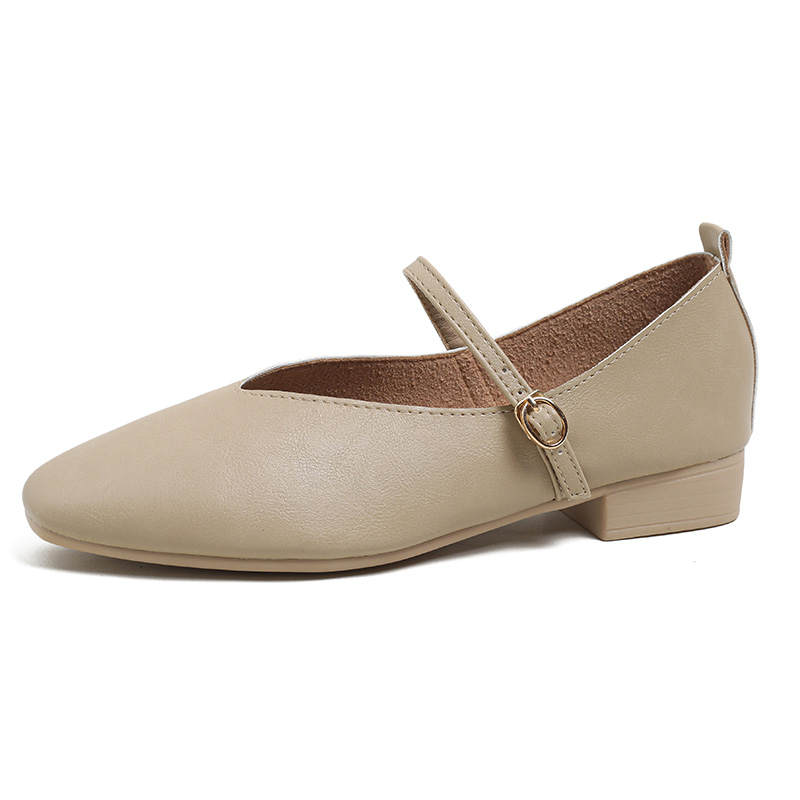 TATAYA Top Grain Cow Leather Chunky Heel Mary Jane Shoes Women's