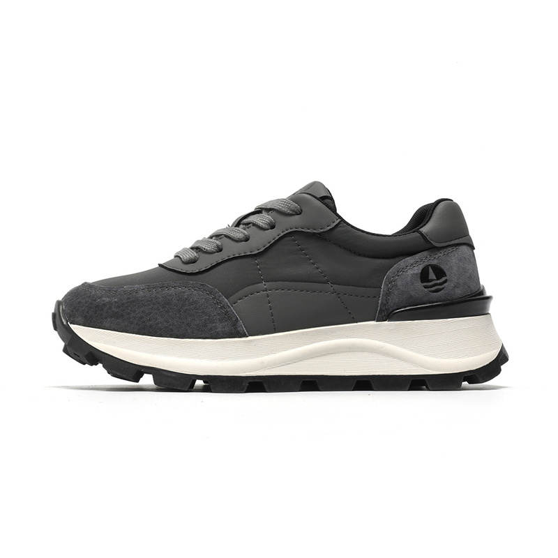 NAVIGARE Microfiber Leather Height Increasing Low top Casual Shoes Women's Dark Gray