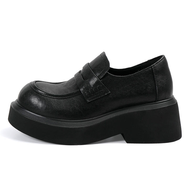 BOJUEMAO Cow Split Leather Loafers Platform Women's