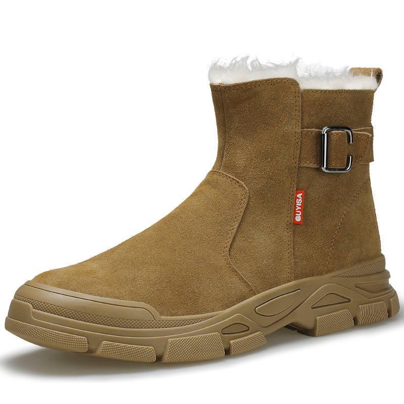 GUYISA Impact Resistant, Puncture Resistant, Winter Fleece Lined Thermal Labor Protection Shoes Unisex Brown