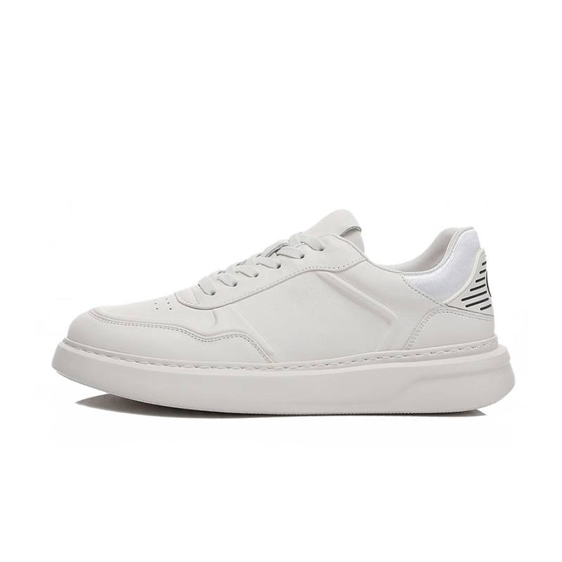 Bansley Top Grain Cow Leather Low top Skateboard Shoes Men's White