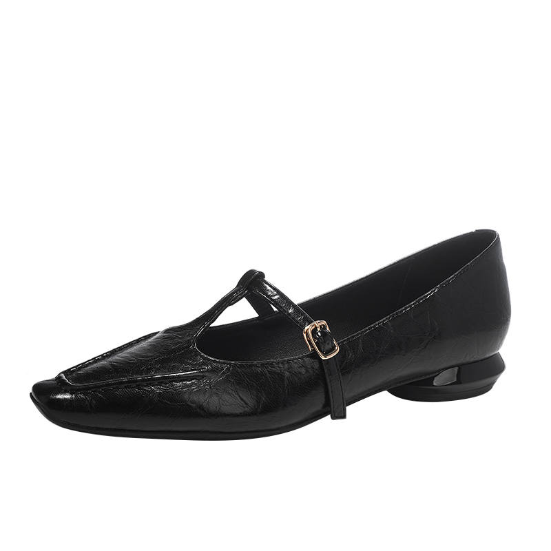 Zubumei Microfiber Leather Chunky Heel Mary Jane Shoes Women's