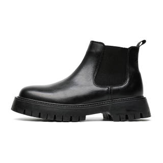 GZZ Microfiber Leather Short Chelsea Boots Men's Black