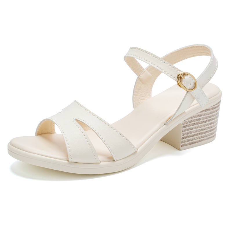 Reivantix Reivanti Microfiber Leather One Strap Sandals Women's Beige