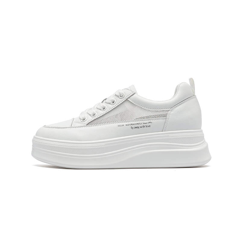 RED DRAGONFLY Platform Height Increasing Height Increasing Low top Skateboard Shoes White