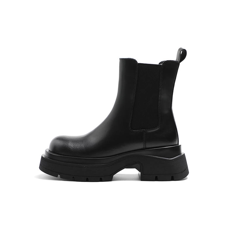 MIS. DANNY Cow Split Leather Chelsea Boots Women's Black