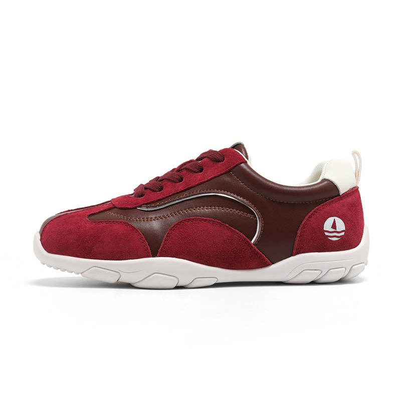 NAVIGARE Small Sailboat Microfiber Leather Lightweight Low top Casual Shoes Women's Ancora Red Brown