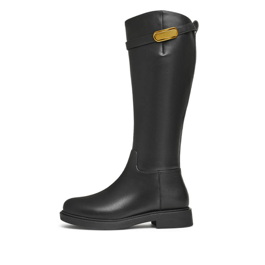 Teenmix Noble Boots Top Grain Cow Leather Knee high Boots Women's Black