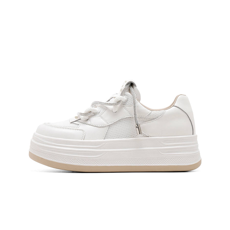 C°BANNER Synthetic Leather Slip Resistant Skateboard Shoes Women's Beige/Apricot