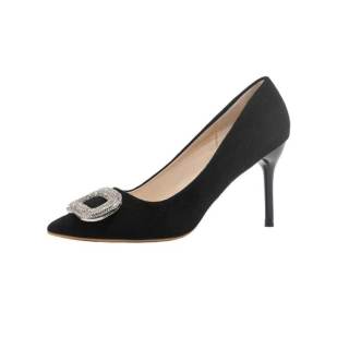Xingdiman Pu Slim Heel High Heels 8cm Women's Black
