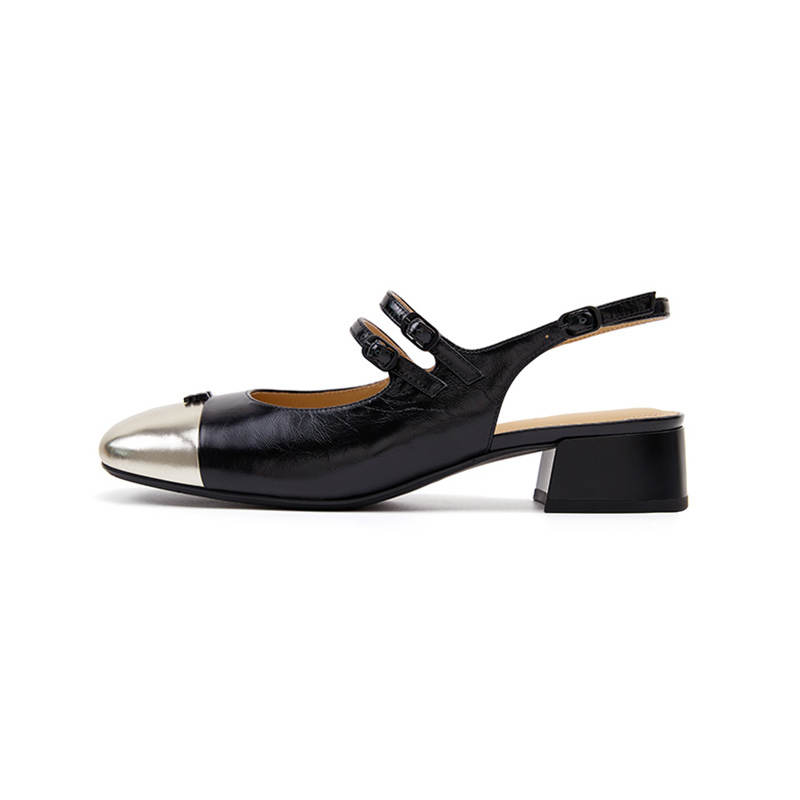 Marie Claire Cow Leather Chunky Heel High Heels 3.3cm Women's