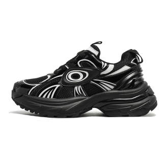 NICESS Moisture Wicking And Breathable Low top Chunky Sneakers Unisex Black