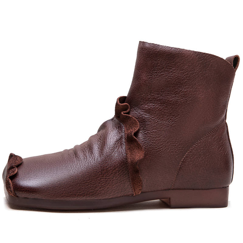 JIEZHOU Top Grain Cow Leather Ankle Boots 2cm Women's