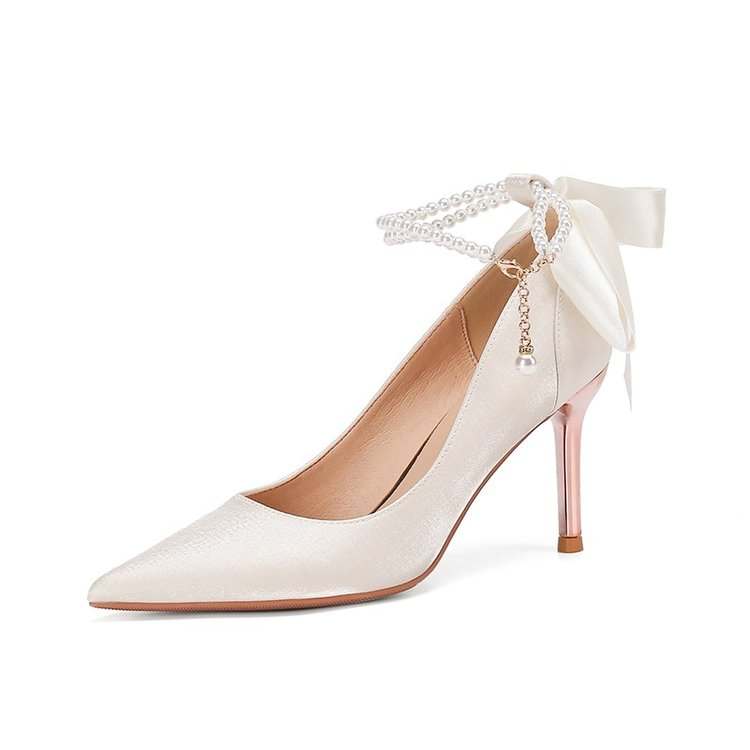 Crelinkxlat French Elegant Elegance Fabric Slim Heel High Heels Women's