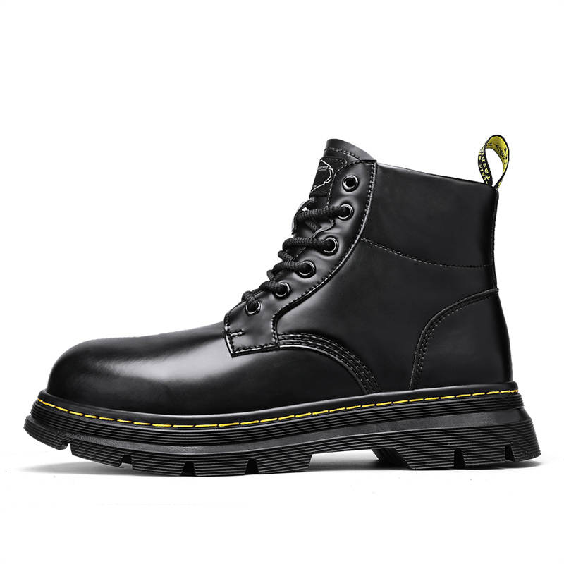 DAISHUTOU DAISHUTOU Cow Split Leather Short Combat Boots Unisex Black