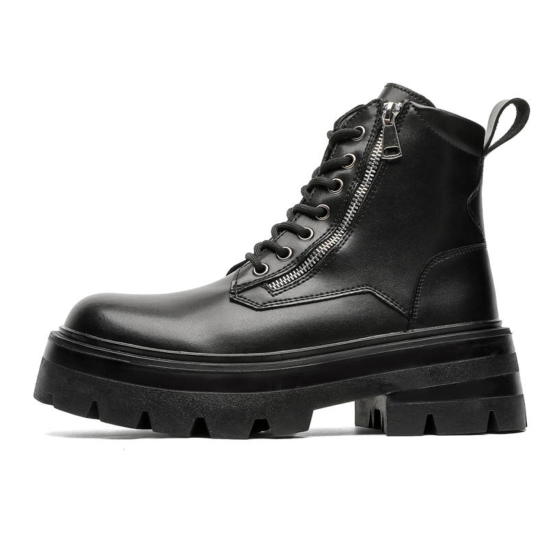 CHILANG CHILANG PU Combat Boots Men's Black