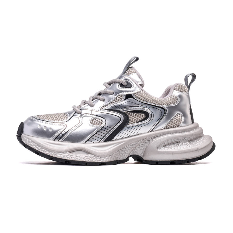 EBLAN EBLAN Synthetic Leather Low top Chunky Sneakers Women's Silver
