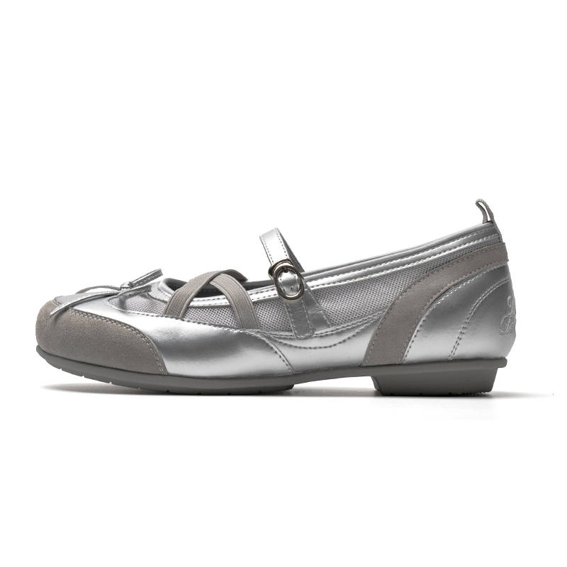 Mule Donkey Microfiber Leather Flat Mary Jane Shoes Women's Uncut Silver