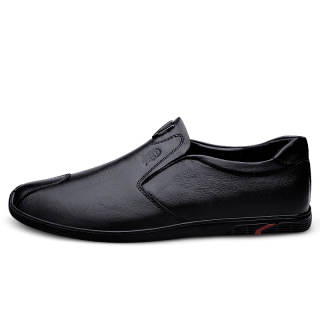 LAORENTOU Casual Leather Shoes Men's Low Top Black/Brown