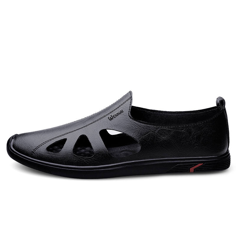 WENNAI Cow Split Leather Casual Shoes Men's Black