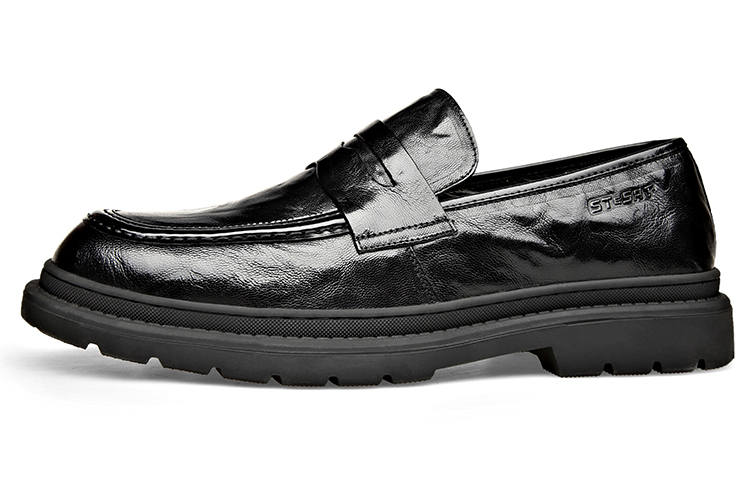 ST&SAT Business Leather Shoes Men's Casual Shoes Men's Black
