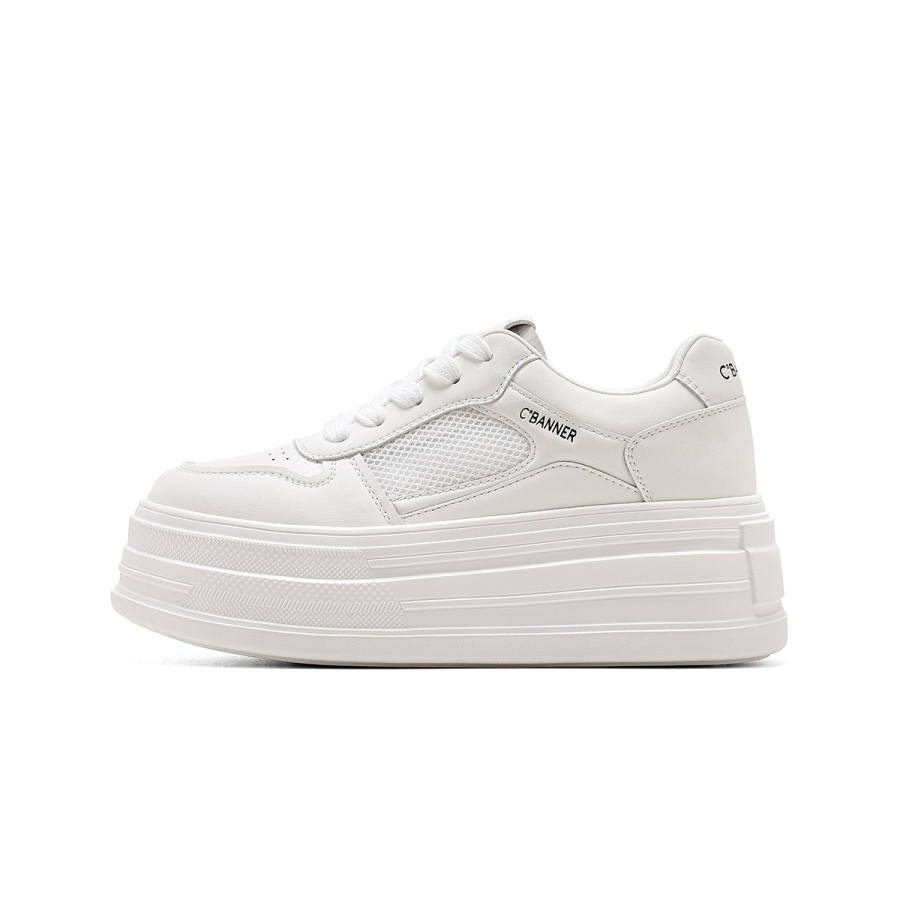 C°BANNER Synthetic Leather Abrasion Resistant Low top Skateboard Shoes Women's White