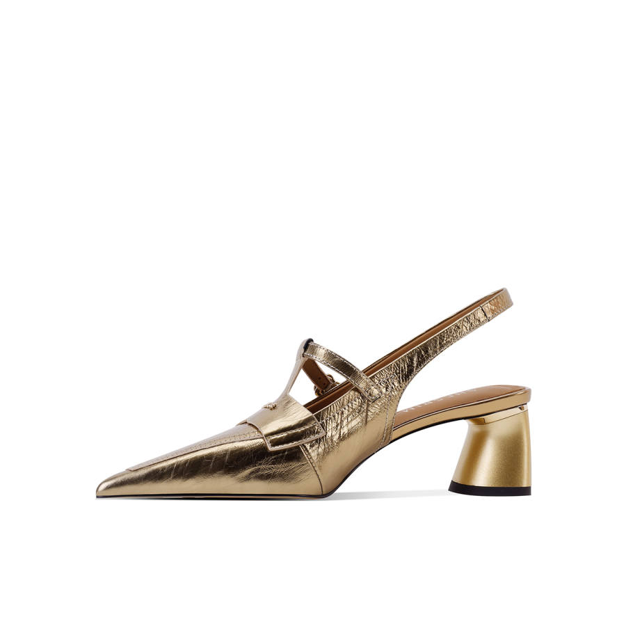 Shesrim Cow Leather Chunky Heel High Heels Women's