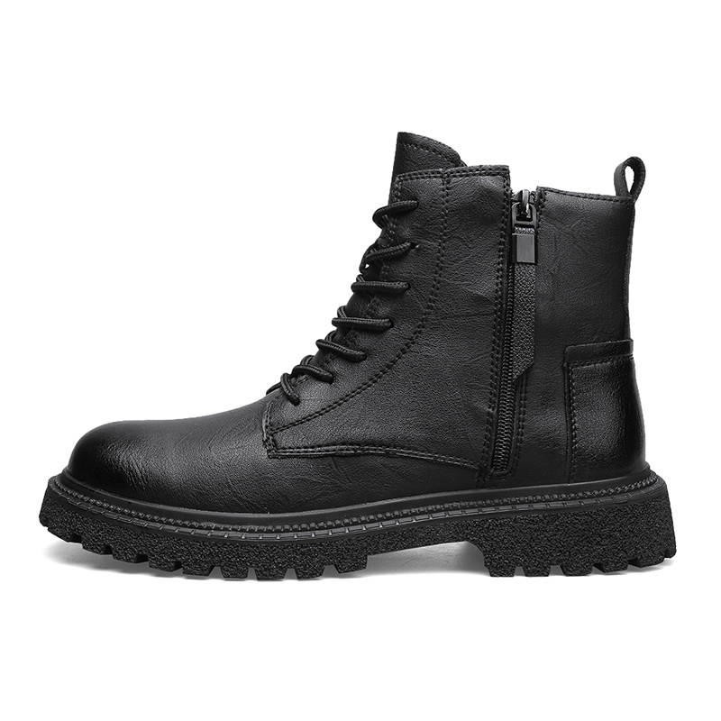 JIGONGYANG JIGONGYANG Cow Split Leather Combat Boots Unisex Black