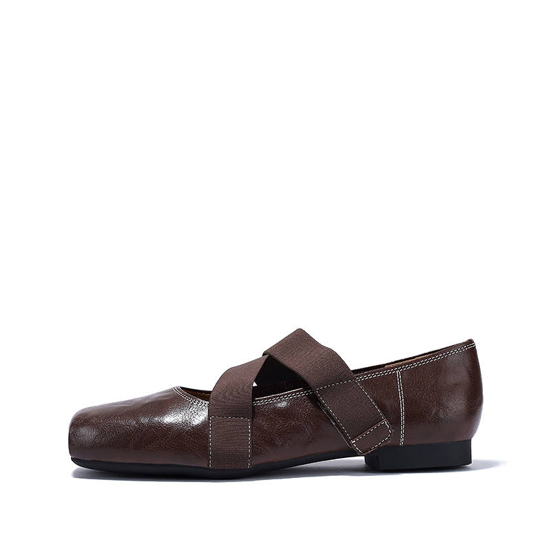 Brut Ros′e Top Grain Cow Leather Mary Jane Shoes Women's