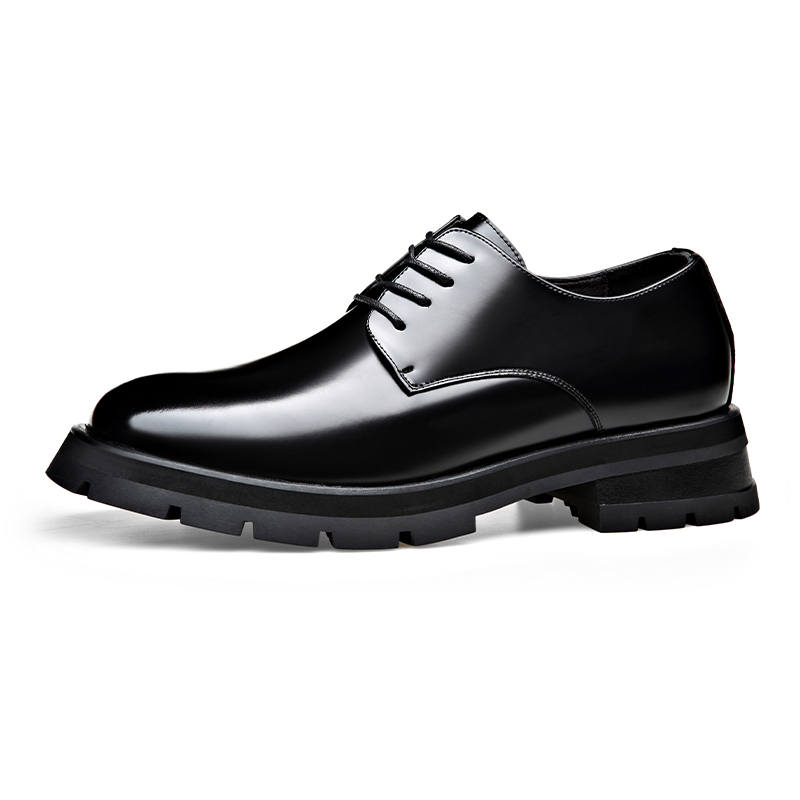 LUOMENG LUOMENG Cow Split Leather Dress Shoes 4.5cm Men's Black