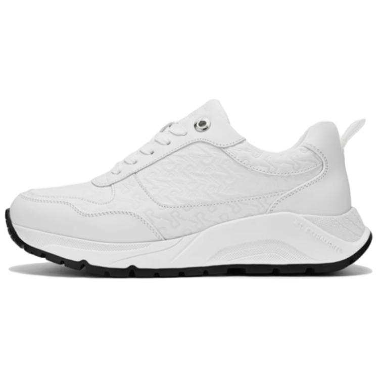 RARE Textile, Cow Leather Low top Casual Shoes Men's White