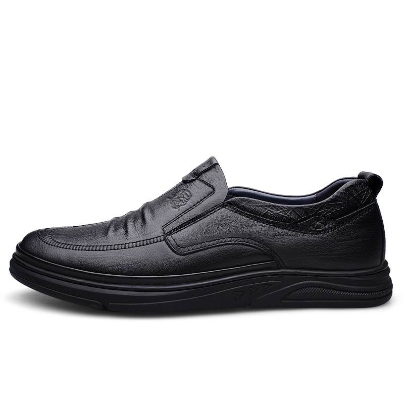 LAORENTOU Casual Leather Shoes Men's Low Top Black/Brown