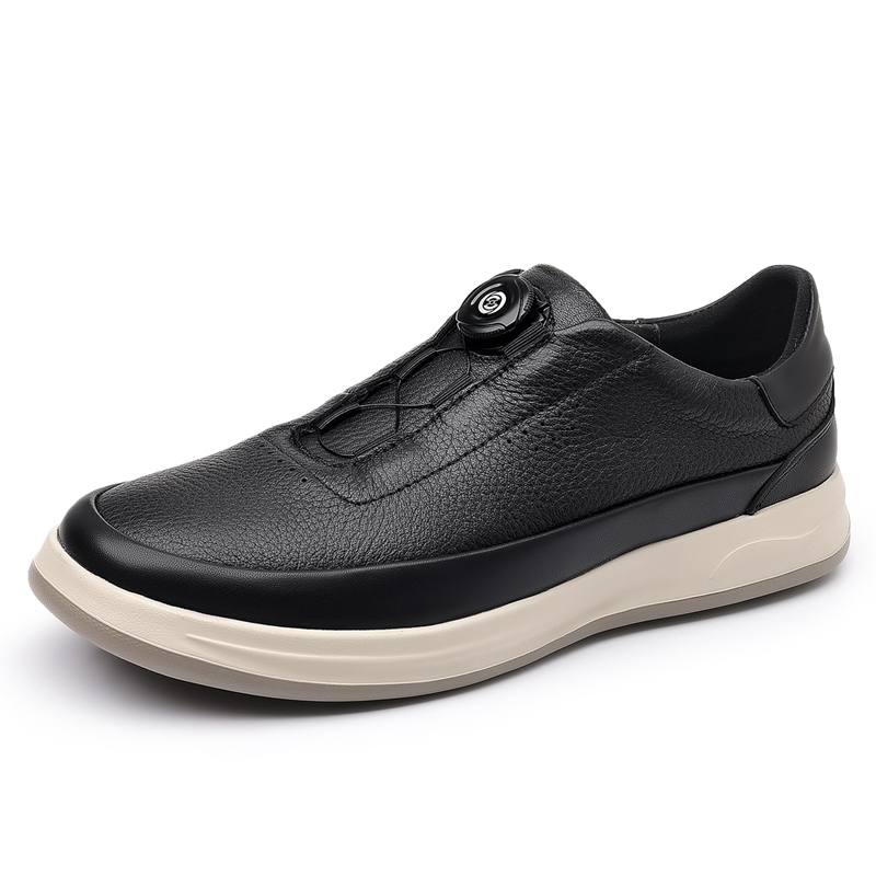 JANECO Top Grain Cow Leather Casual Shoes Men's Black