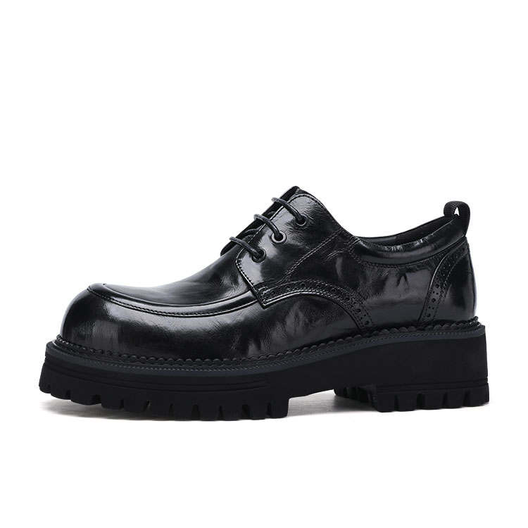 U7 U7 Casual Leather Shoes Men's Low Top Black