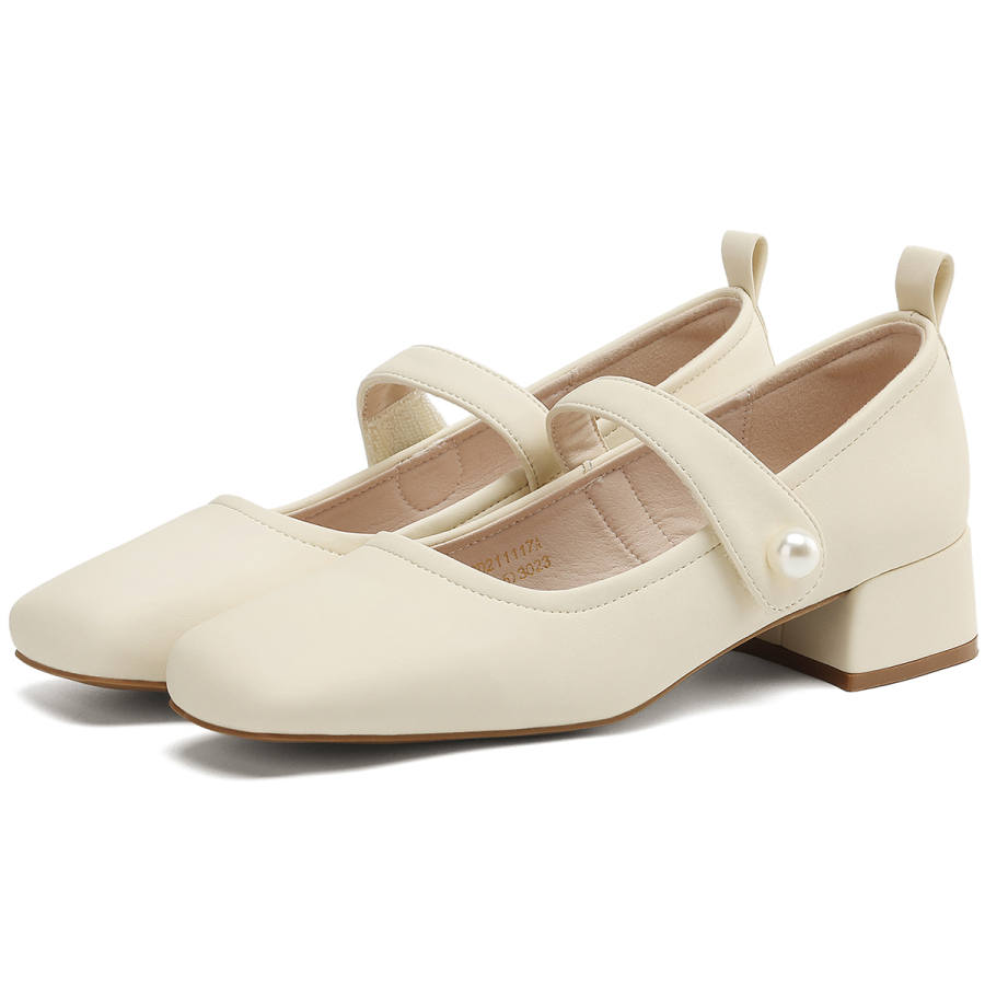 D:FUSE SCANDINAVIA D FUSE SCANDINAVIA Chunky Heel Mary Jane Shoes Women's Ecru