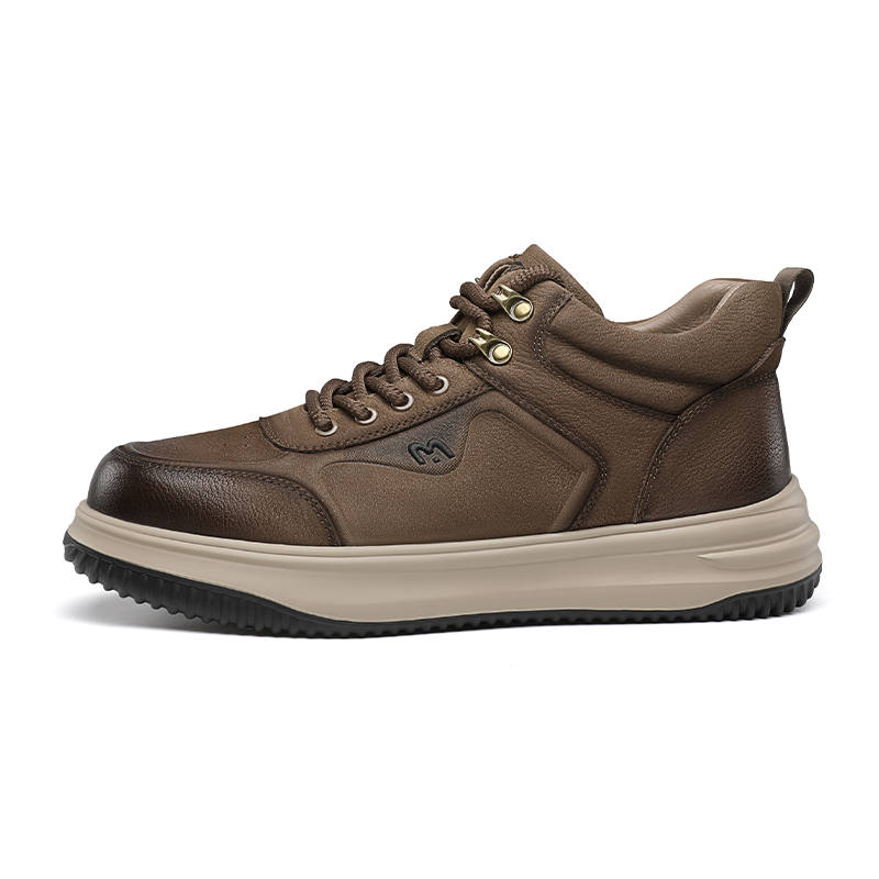 SEPTWOLVES Top Grain Cow Leather Vintage Style Casual Fleece Lined Height Increasing Platform Genuine Leather