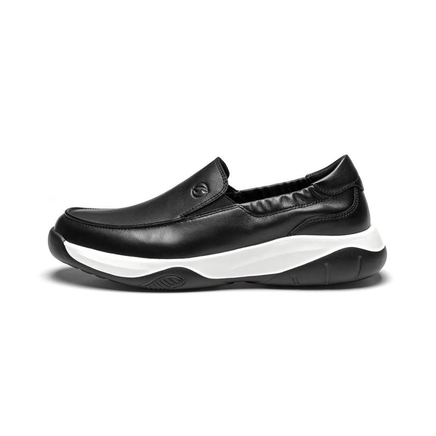J.BENATO Casual Leather Shoes Men's Low Top Black/White/Khaki
