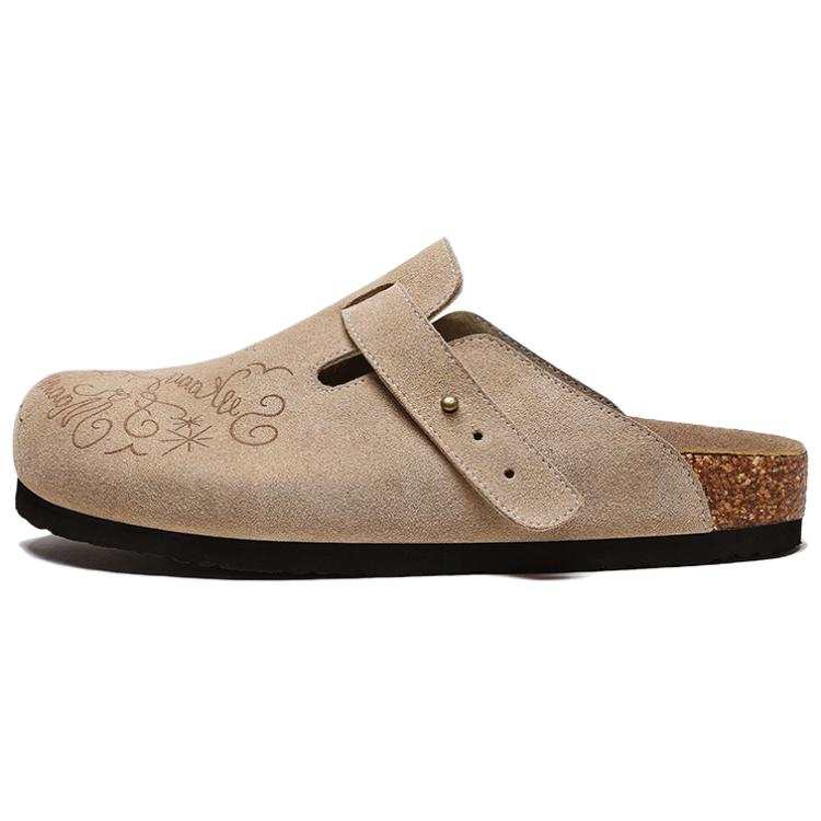 •QUNLANGSHIJIA Closed Toe Slippers Men's Beige