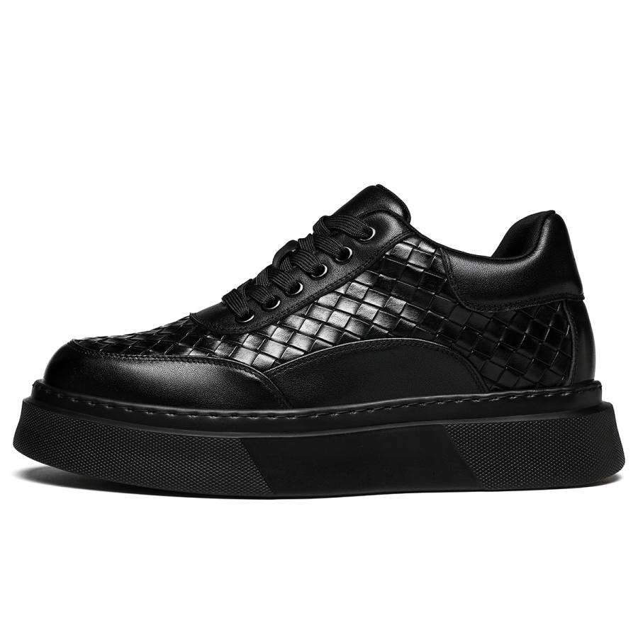 CHINT Top Grain Cow Leather Low top Skateboard Shoes Men's Black