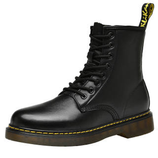 DILIKAN Cow Leather British Style Short Combat Boots Men's Black