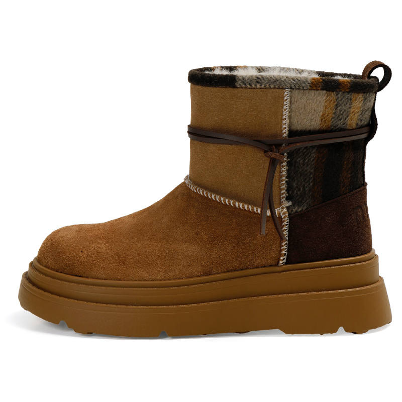 BOJUEMAO Cow Suede Thermal Short Snow Boots Women's