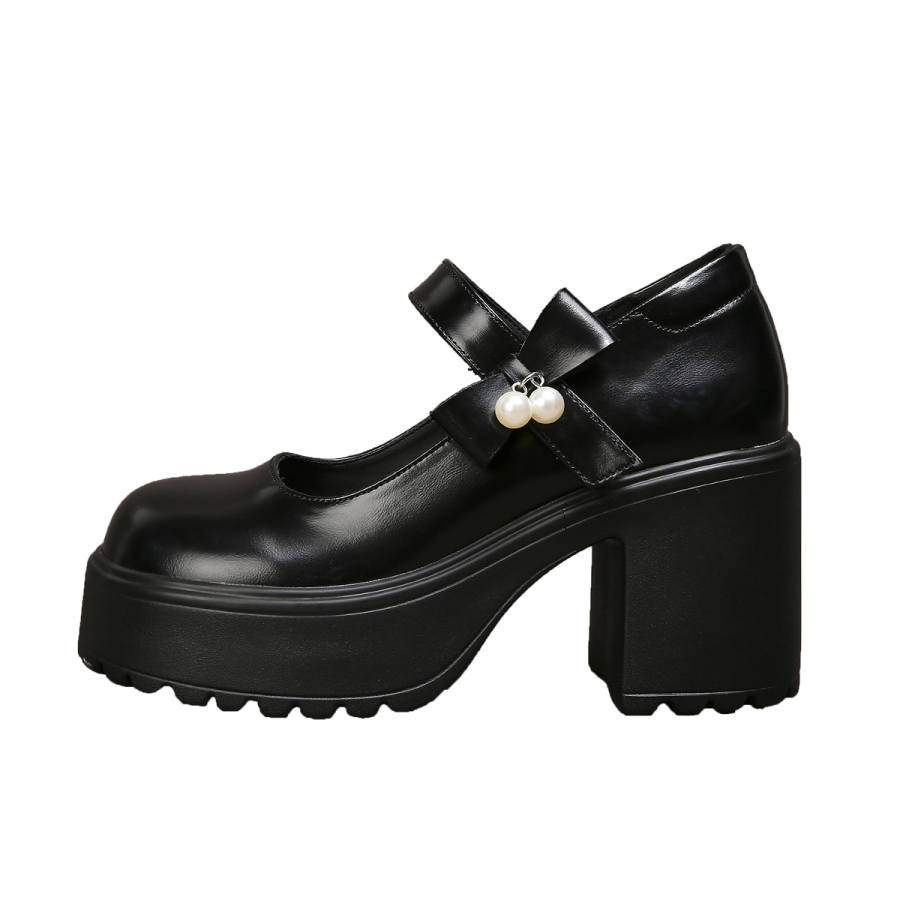 Forest Princess Synthetic Leather Mary Jane Shoes Women's Black