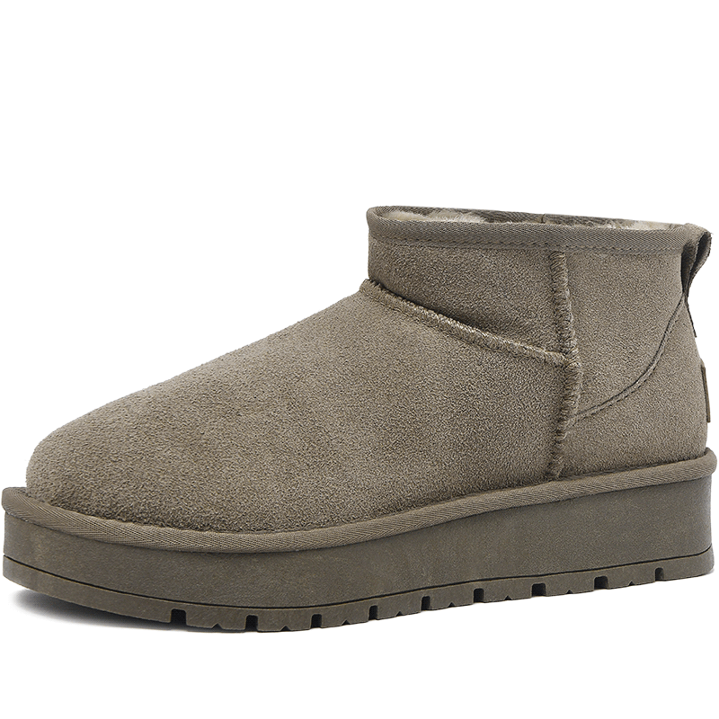 CAMEIDO Cow Split Leather Short Snow Boots Women's