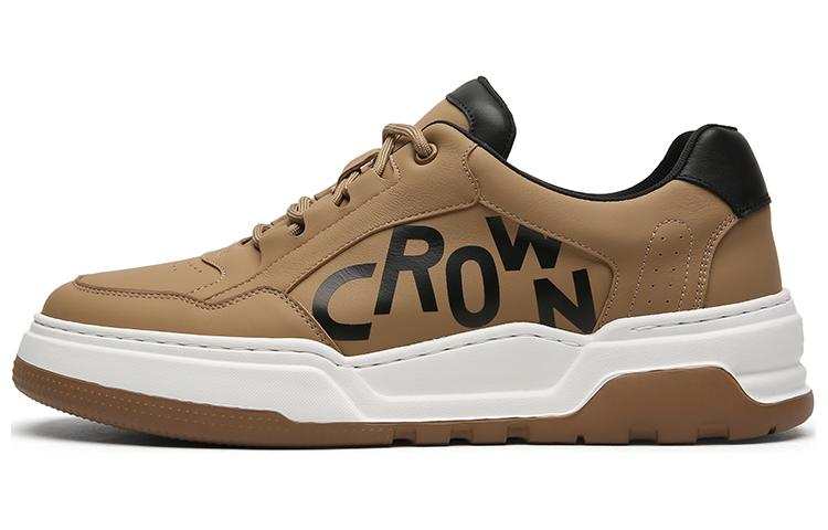 CROWN Cow Leather Abrasion Resistant Low top Skateboard Shoes Men's