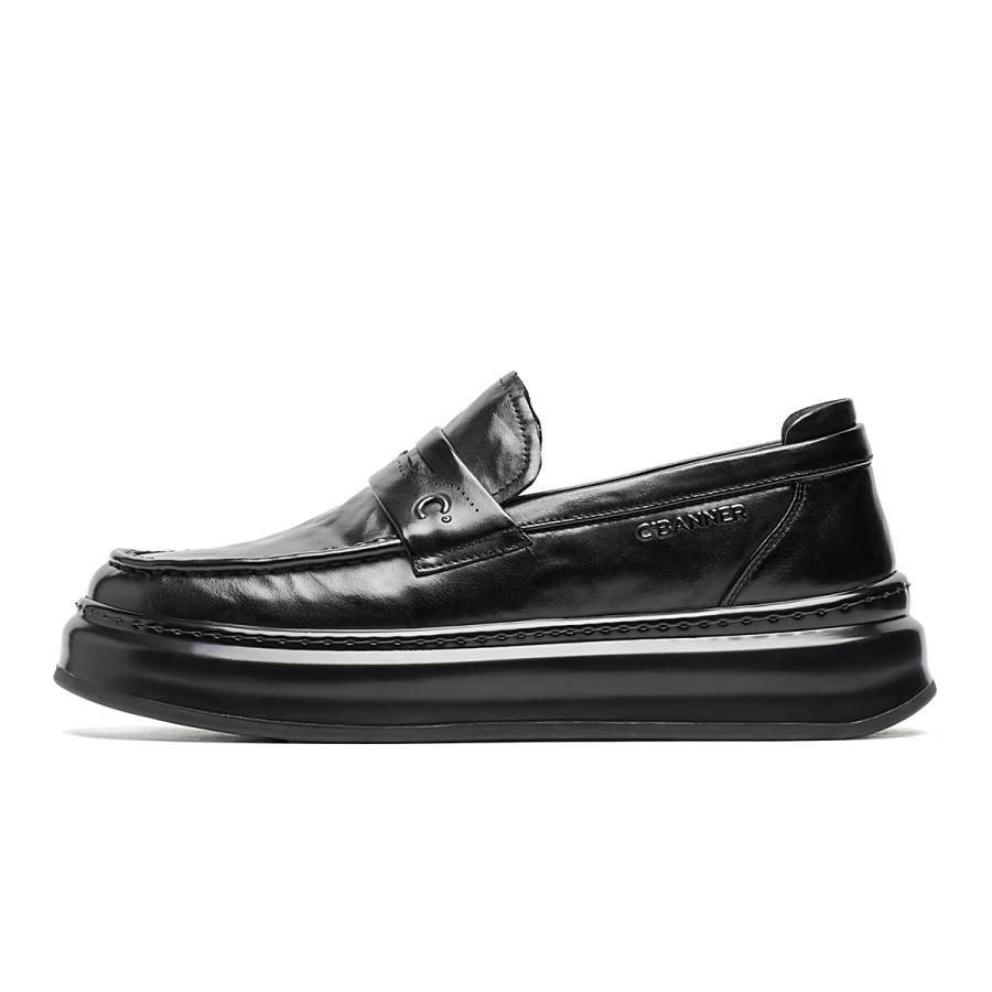 C°BANNER Top Grain Cow Leather Casual Shoes Men's Black