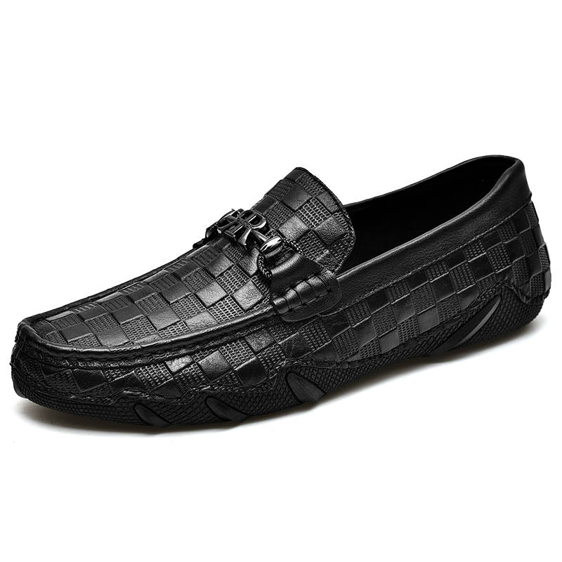 XIMO BULL Top Grain Cow Leather Men's Casual Shoes Men's Black