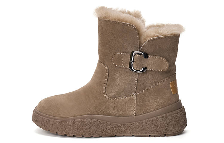 Joy&Mario Thermal Height Increasing Vintage Fleece Lined Platform Insulated Shoes Short Mid Calf Snow Boots Women's