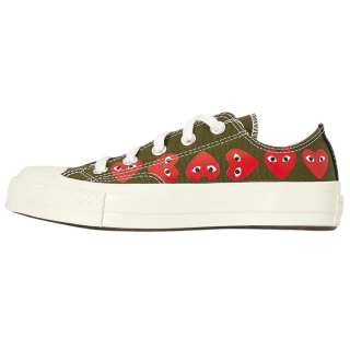 CDG Play x Converse Multi Heart Chuck 70 Low top Skateboard Shoes Unisex Khaki