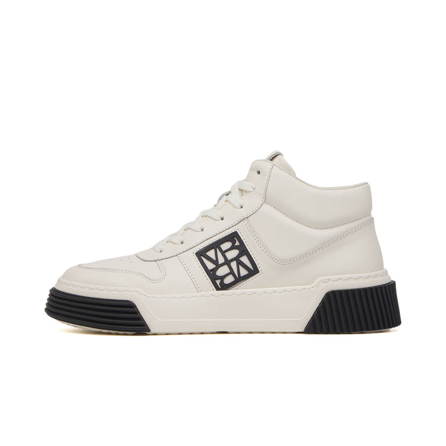 VICKI BROWN Cow Leather Height Increasing High top Skateboard Shoes Men's White